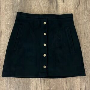 Fringe Black Velour Button Skirt